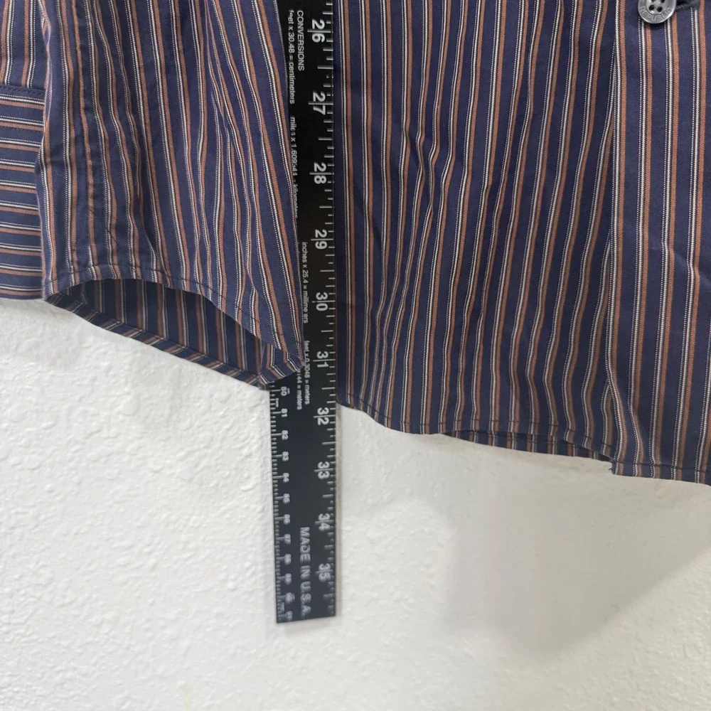 Banana Republic Mens Slim Fit Striped Button Down Shirt Navy Cotton L 16-16.5